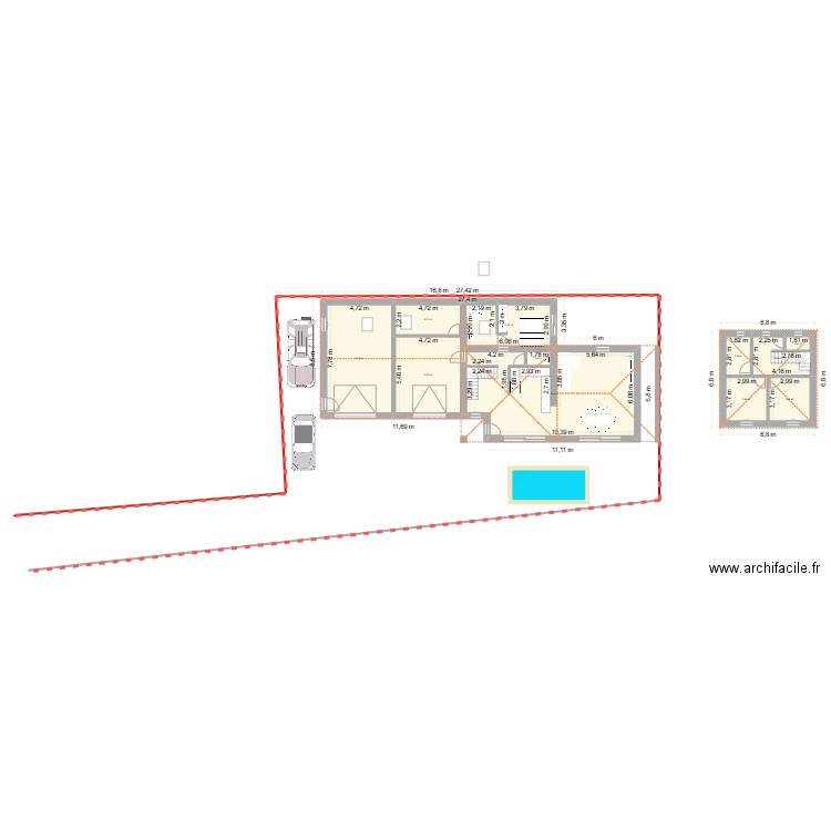 la gravette. Plan de 11 pièces et 195 m2