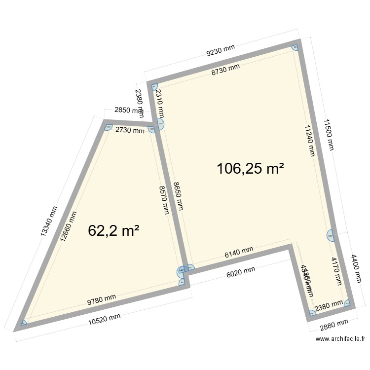 ATELIER 4. Plan de 2 pièces et 168 m2