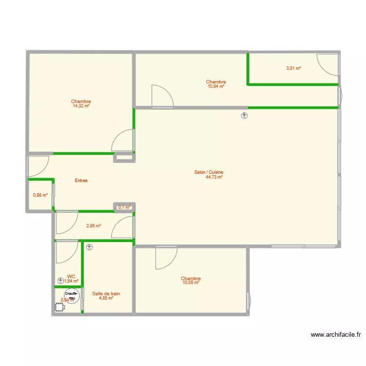 saurat grand appartement. Plan de 11 Pièces et 95 m²