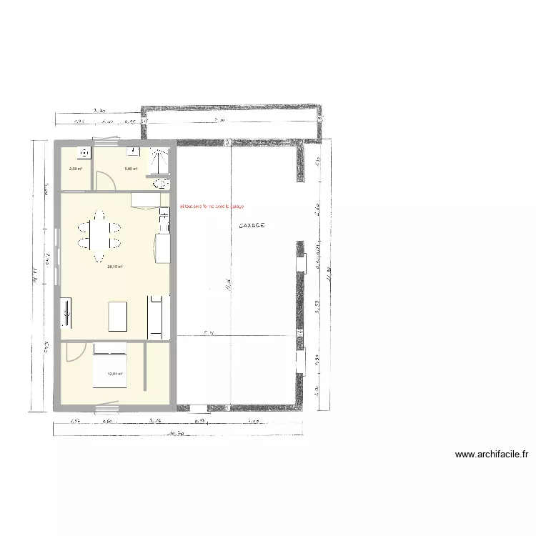 Studio. Plan de 4 et 48 m² Studio. Plan de 4 et 48 m²