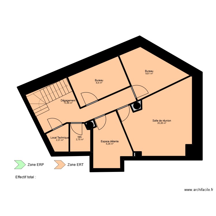 Limoges Jaures R+1 - ERP. Plan de 11 pièces et 151 m2