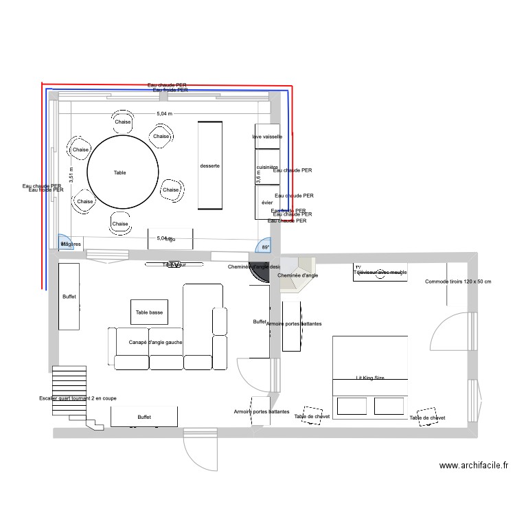 cesseras 29. Plan de 1 pièce et 18 m2