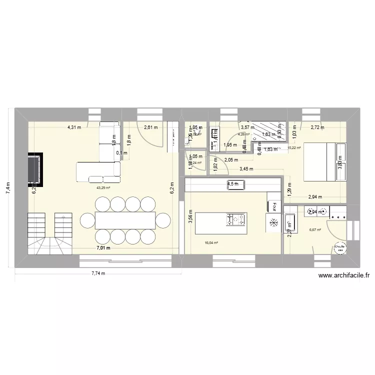 Maison V finale v587. Plan de 16  et 177 m²