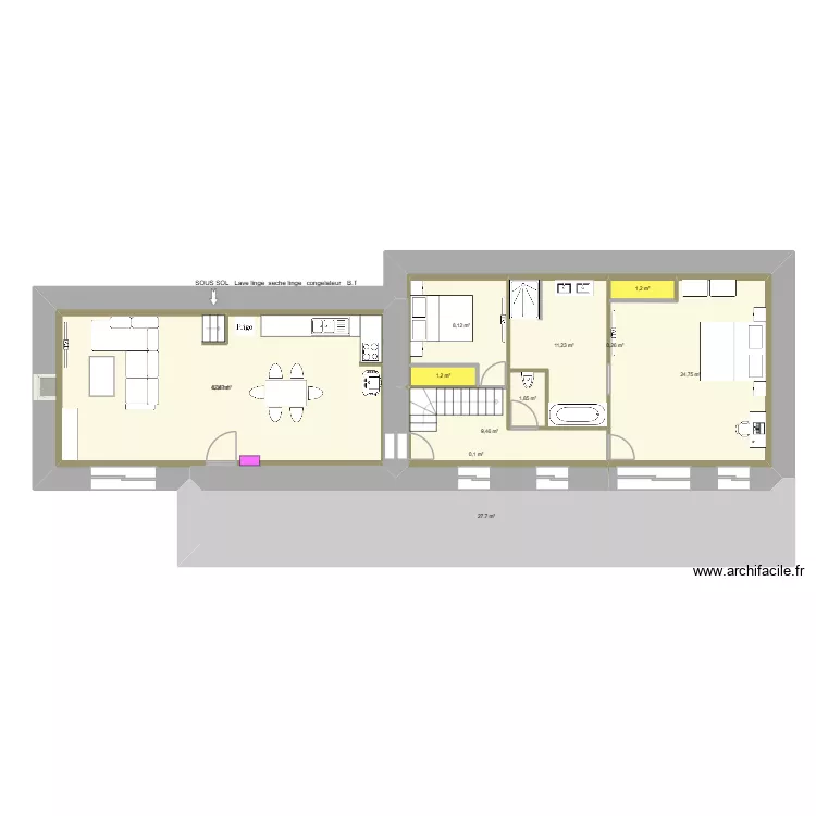 LE BOUTEILLER RDC. Plan de 12 pièces et 176 m²