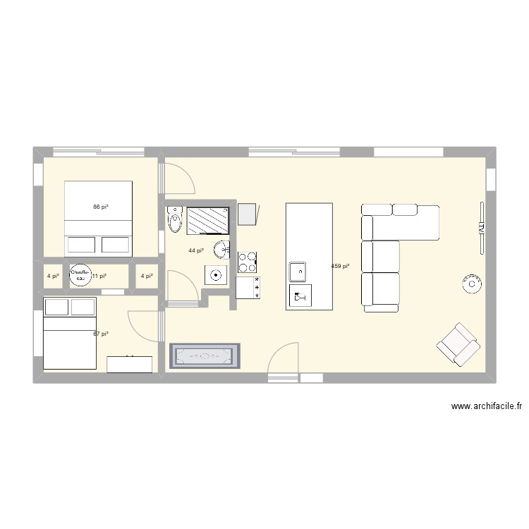 Chalet LAcBouchard. Plan de 7 pièces et 63 m2