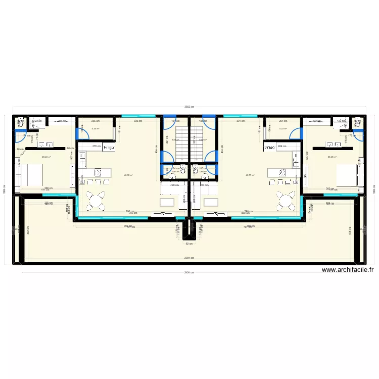 BATIMENT R+1. Plan de 30  et 707 m²