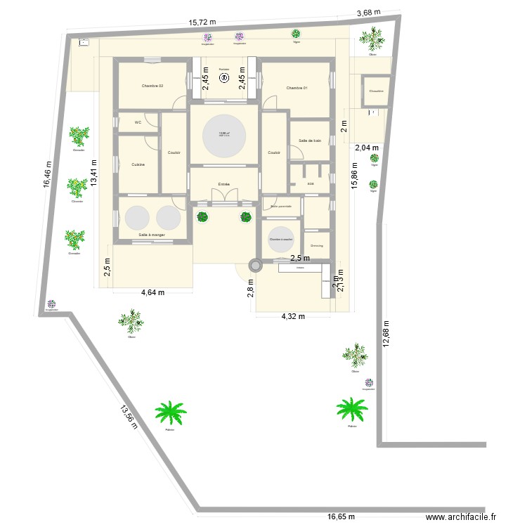 Plan Djerba Khazroun 3. Plan de 16 pièces et 106 m2
