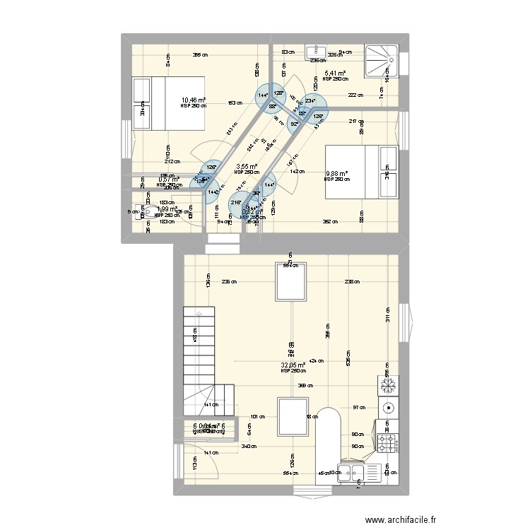 dernier 1. Plan de 9 pièces et 65 m2