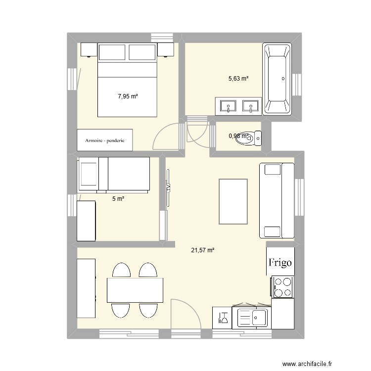 CIGALOU. Plan de 5 pièces et 41 m2