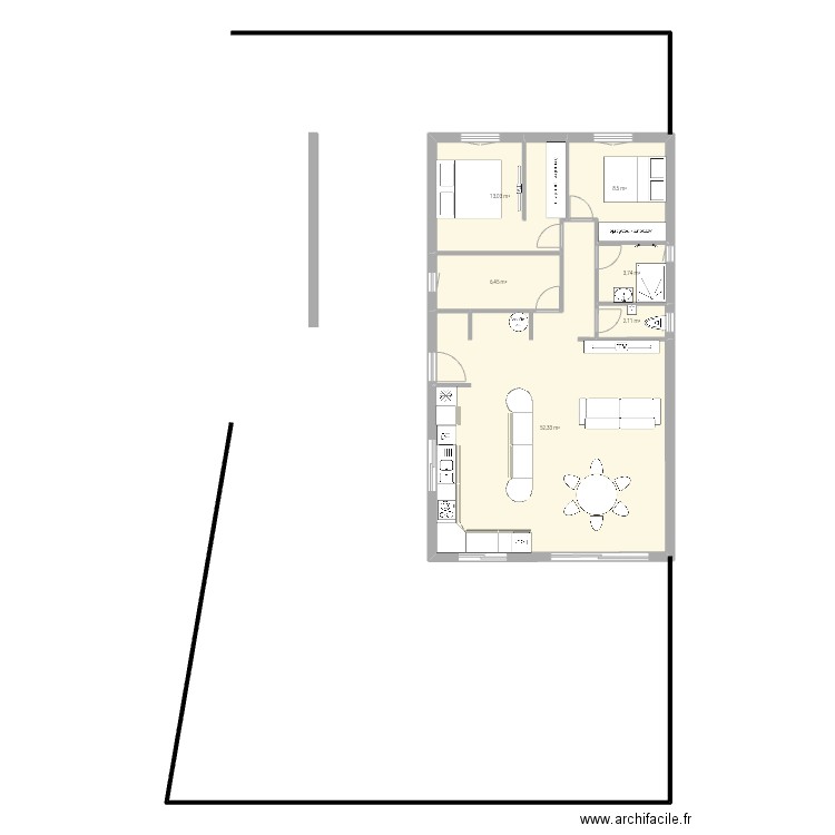 Plan 2 Pontonx. Plan de 6 pièces et 86 m2