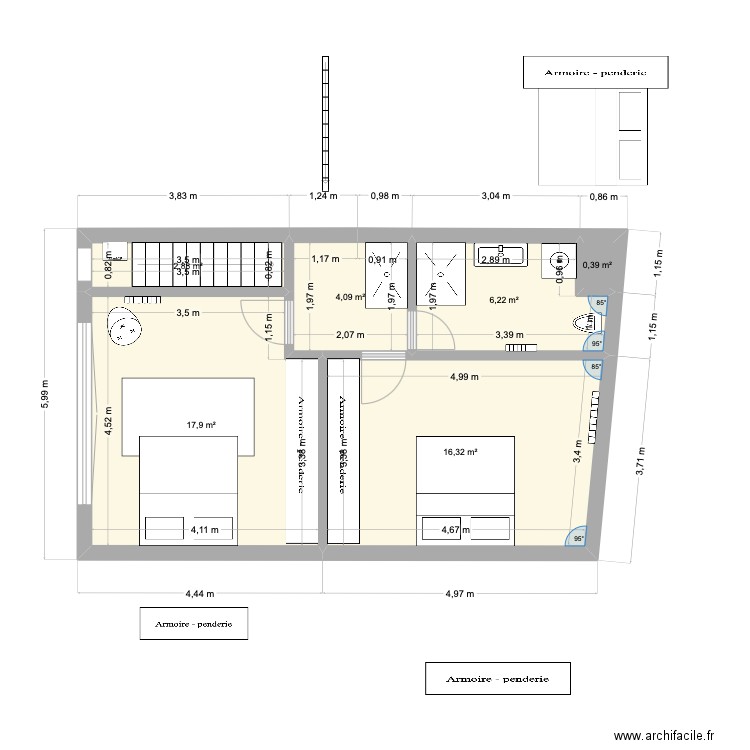 Cavell Etage Final Final ne. Plan de 6 pièces et 48 m2