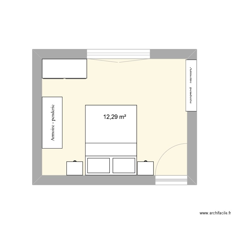 notre chambre. Plan de 1 pièce et 12 m2