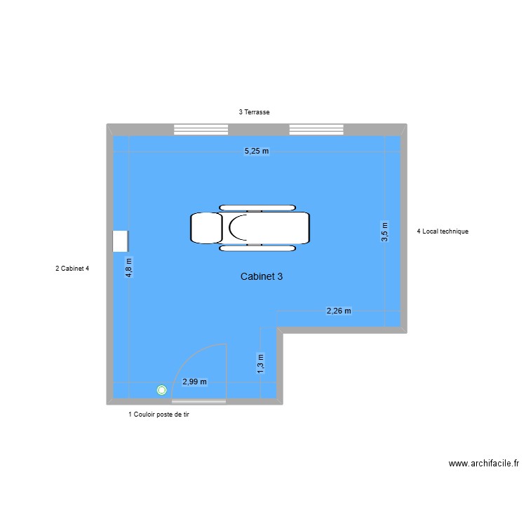 31123 Cabinet 3. Plan de 1 pièce et 22 m2