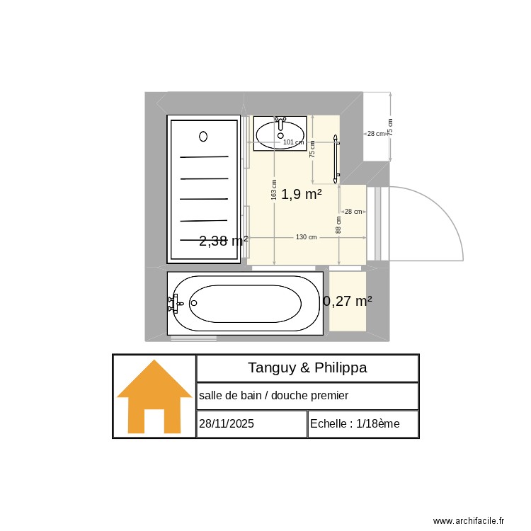 coplo tanguy n°2 et 3. Plan de 3 pièces et 5 m2
