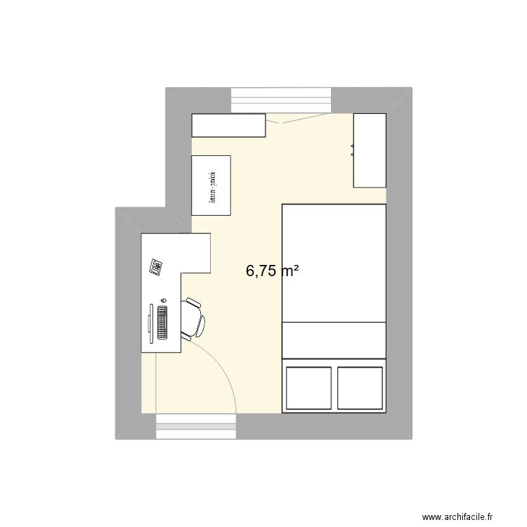 Chambre 2. Plan de 1 pièce et 7 m2