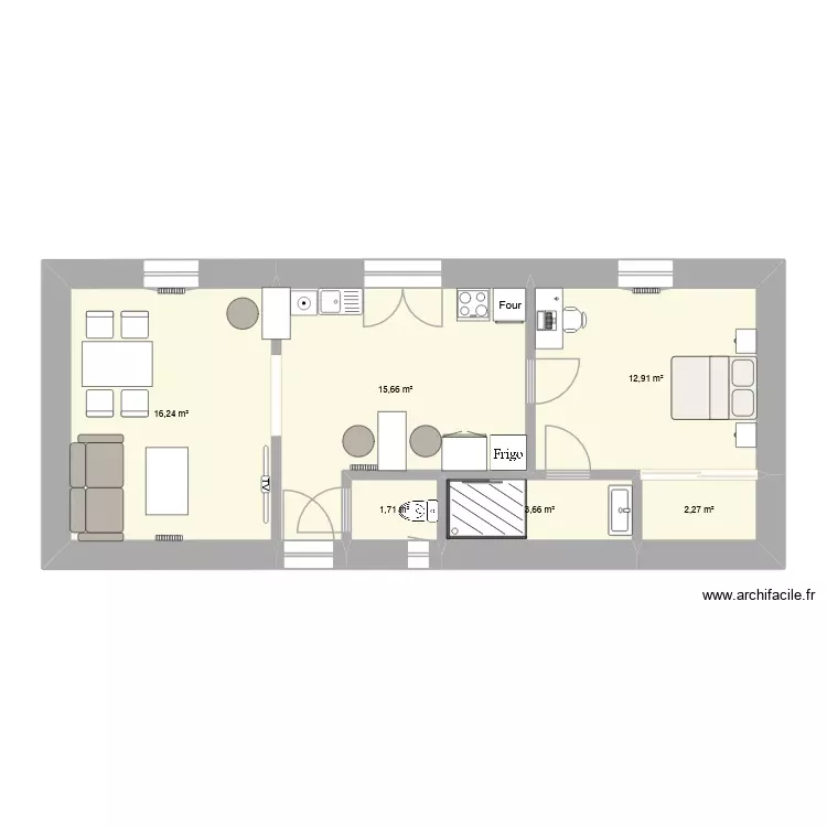 2tne julien maiga. Plan de 6 Pièces et 52 m² 2tne julien maiga. Plan de 6 Pièces et 52 m²