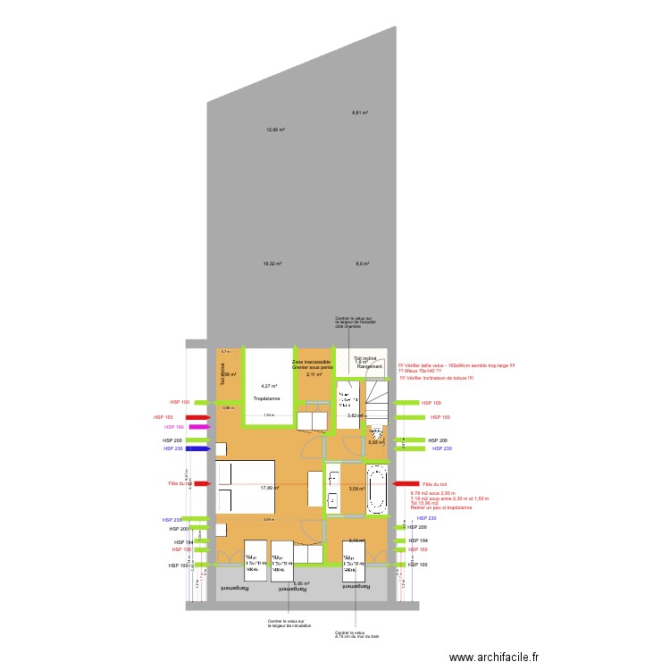 BAUCQ 77 4e étage VF. Plan de 14 pièces et 96 m2
