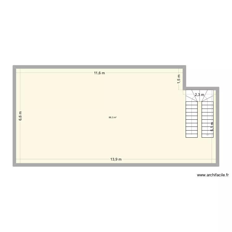 &Eacute;tage maison. Plan de 1  et 88 m²