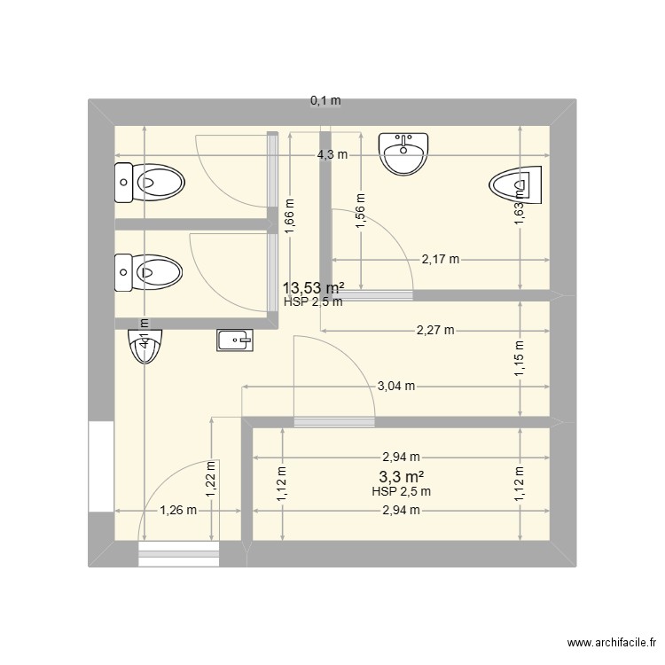 bloc sanitaire bar. Plan de 0 pièce et 0 m2