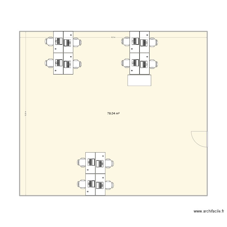 bureaux Hotline. Plan de 1 pièce et 79 m2