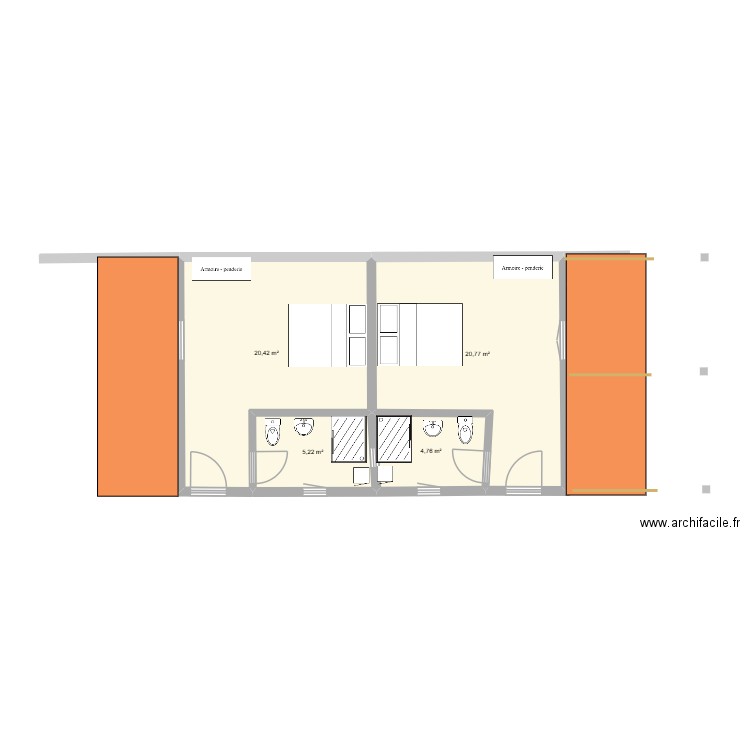 studio cap skirring. Plan de 4 pièces et 51 m2
