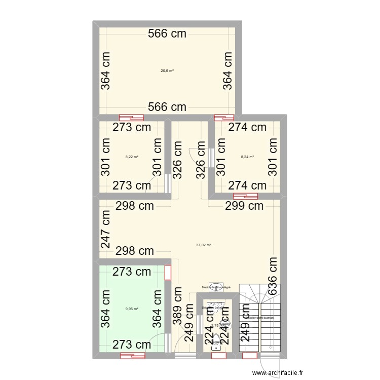 MAISON ALI 2. Plan de 6 pièces et 87 m2