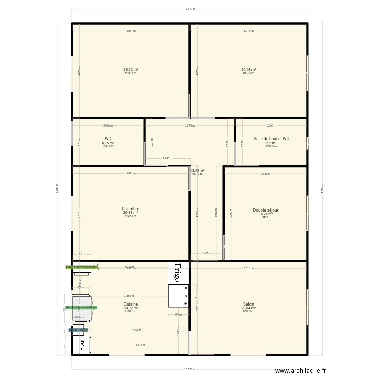 Maison. Plan de 9 pièces et 140 m2