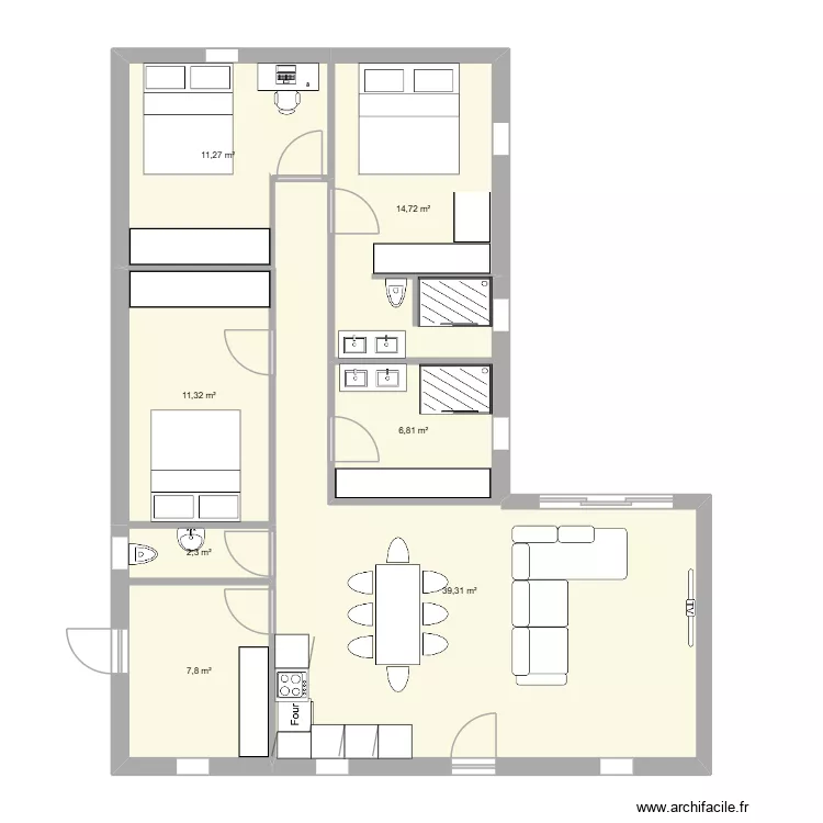 333. Plan de 7  et 94 m²