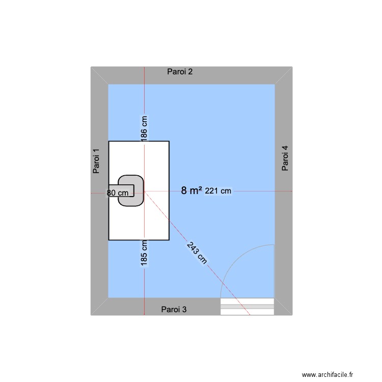 DR FARRET PROJET VETO. Plan de 1 pièce et 8 m2