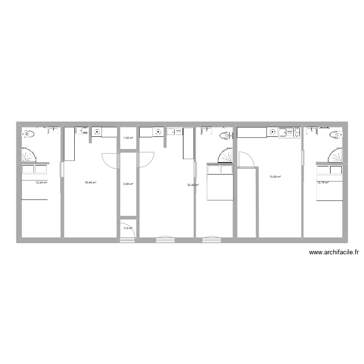 Etage cheux. Plan de 