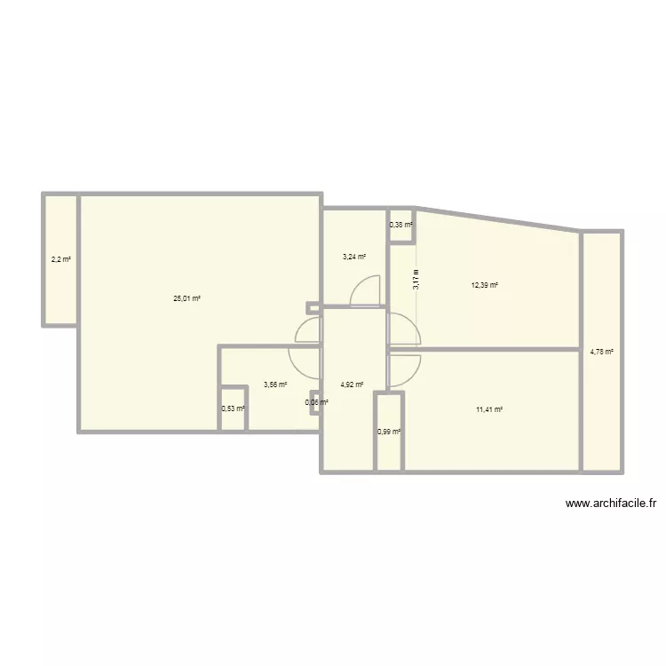PLAN ORIGINAL LACAN ANTIBES IMPLANTATION. Plan de 12 pièces et 69 m²