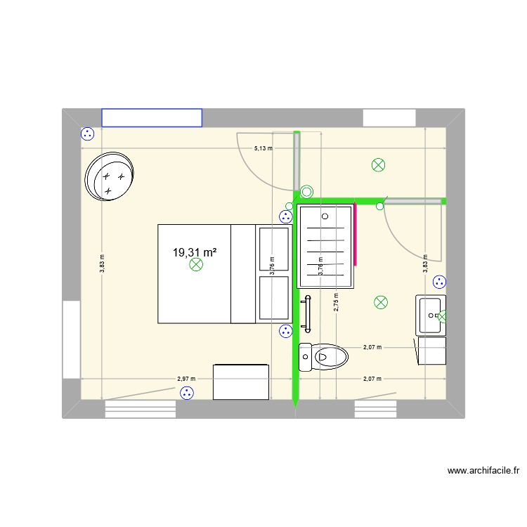 pi&eacute;ce 2 meubles elec SdEau. Plan de 0 pièce et 0 m2