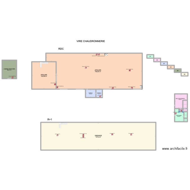 VIRE CHAUDRONNERI. Plan de 19 pièces et 1841 m2