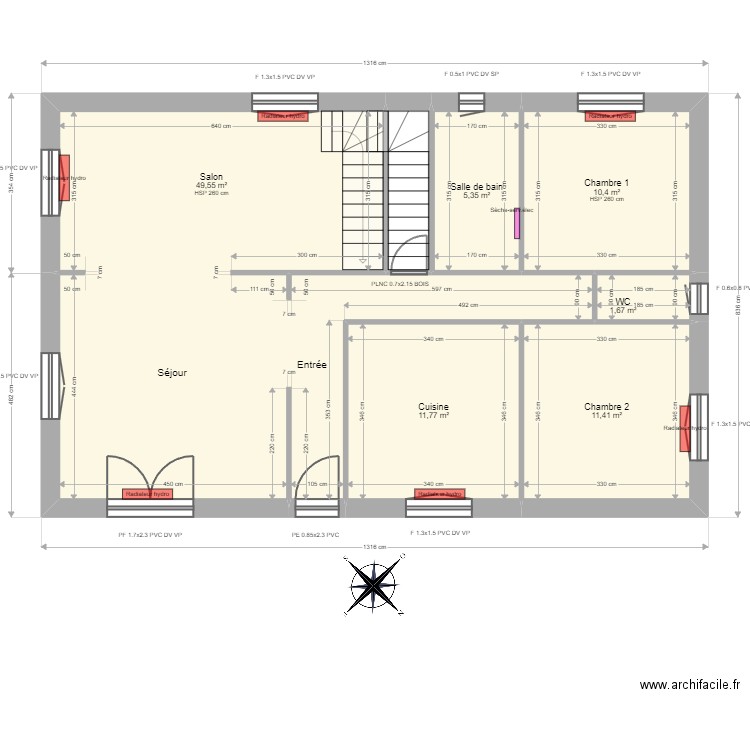 ML24005244 - SCHUTZ Henri / ROUBAUD Audrey. Plan de 16 pièces et 299 m2