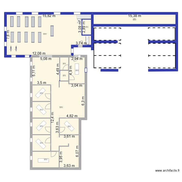 Cabinet existant + extension raisonnable 2. Plan de 25 pièces et 504 m2