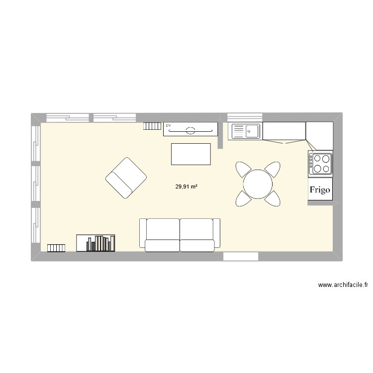 appart Malakoff. Plan de 1 pièce et 30 m2