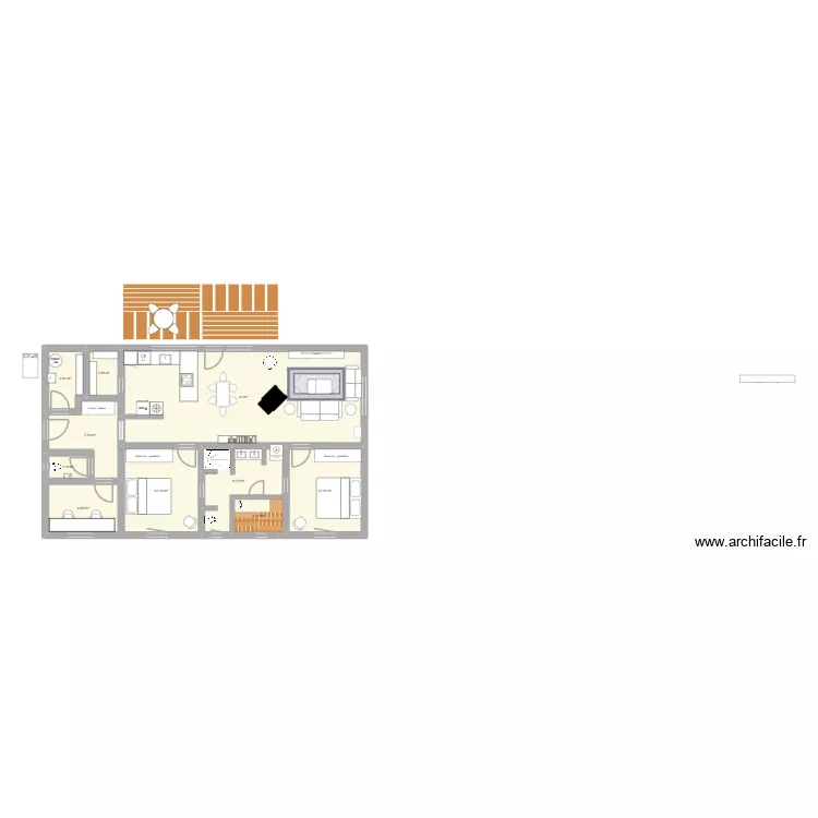Bungalow 100 m2 - Ost-Eingang - 2. Plan de 10  et 101 m²