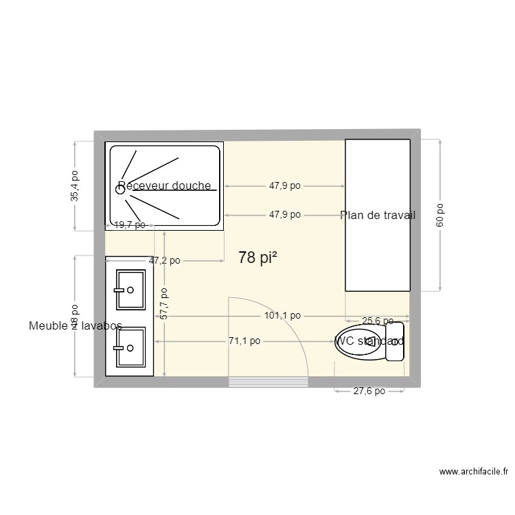 louis joseph duplessis. Plan de 1 pièce et 7 m2