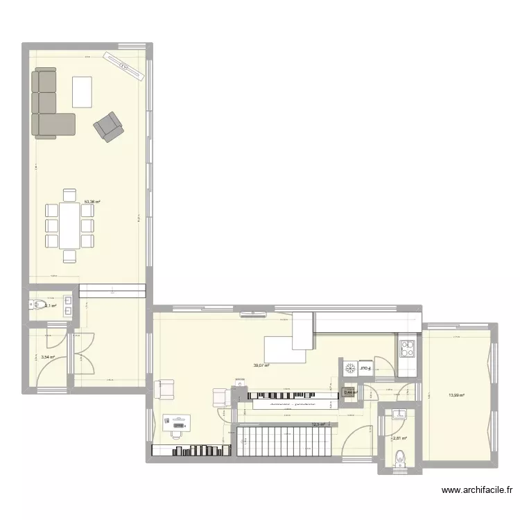 Bussière new travaux nu 0048. Plan de 8 Pièces et 128 m² Bussière new travaux nu 0048. Plan de 8 Pièces et 128 m²