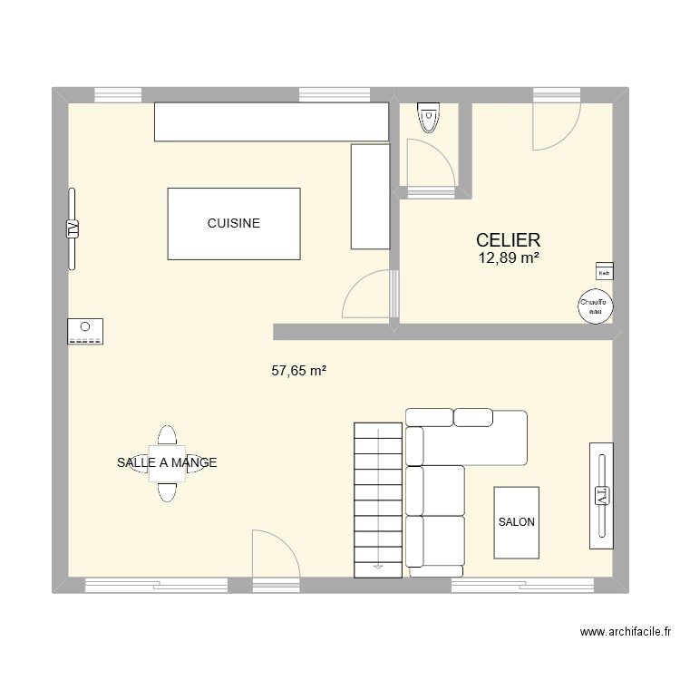 MAISON 2. Plan de 2 pièces et 71 m2