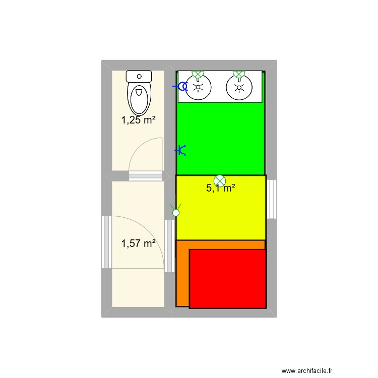 travail MELEC. Plan de 3 pièces et 8 m2