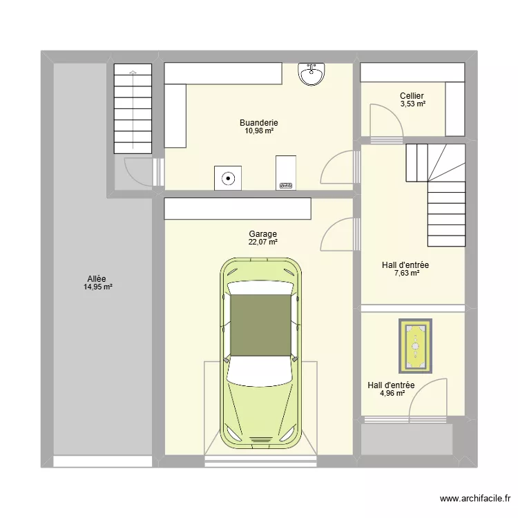 1er &eacute;tage tendeurs. Plan de 7  et 64 m²