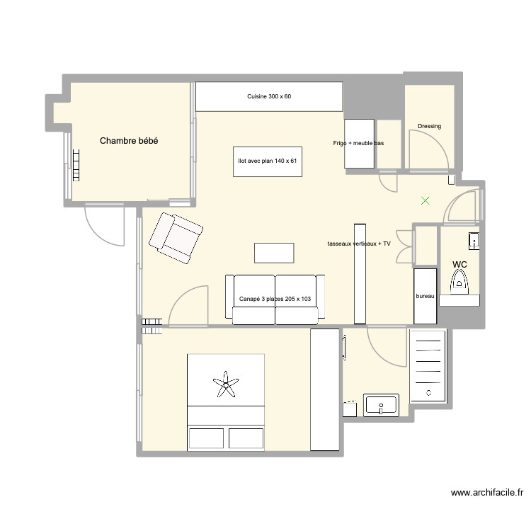Richard Lenoir avec chambre b&eacute;b&eacute;. Plan de 0 pièce et 0 m2