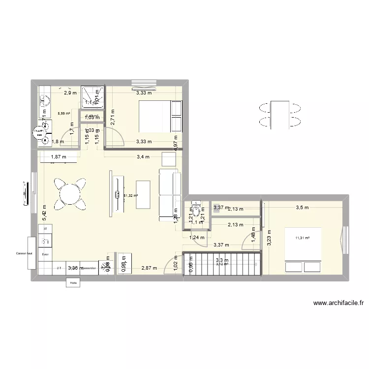 Appart Chaumont 2. Plan de 