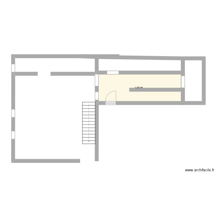 rdc. Plan de 1 pièce et 12 m2