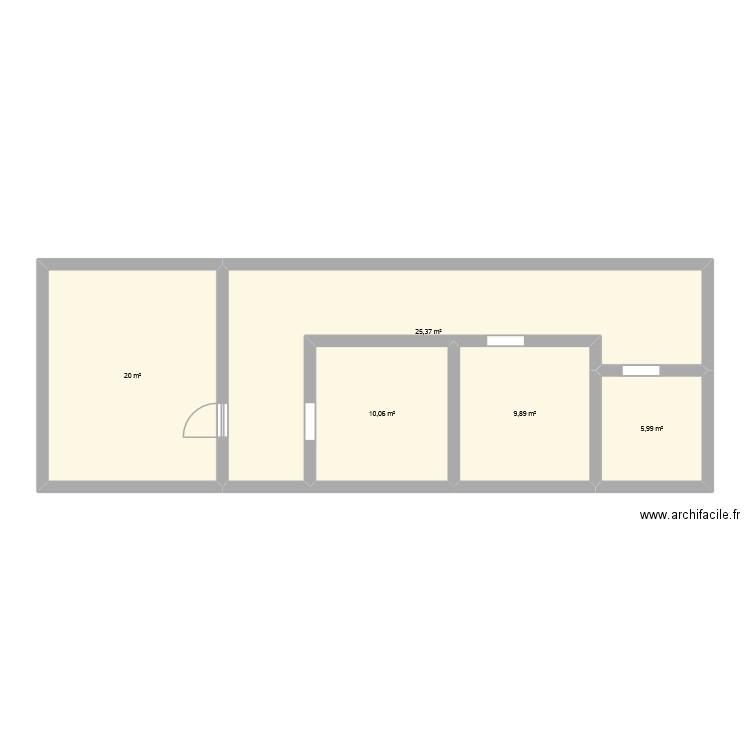 etage. Plan de 5 pièces et 71 m2
