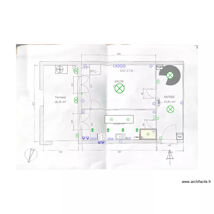 chaduteau rdc. Plan de 1 Pièce et 1 m²