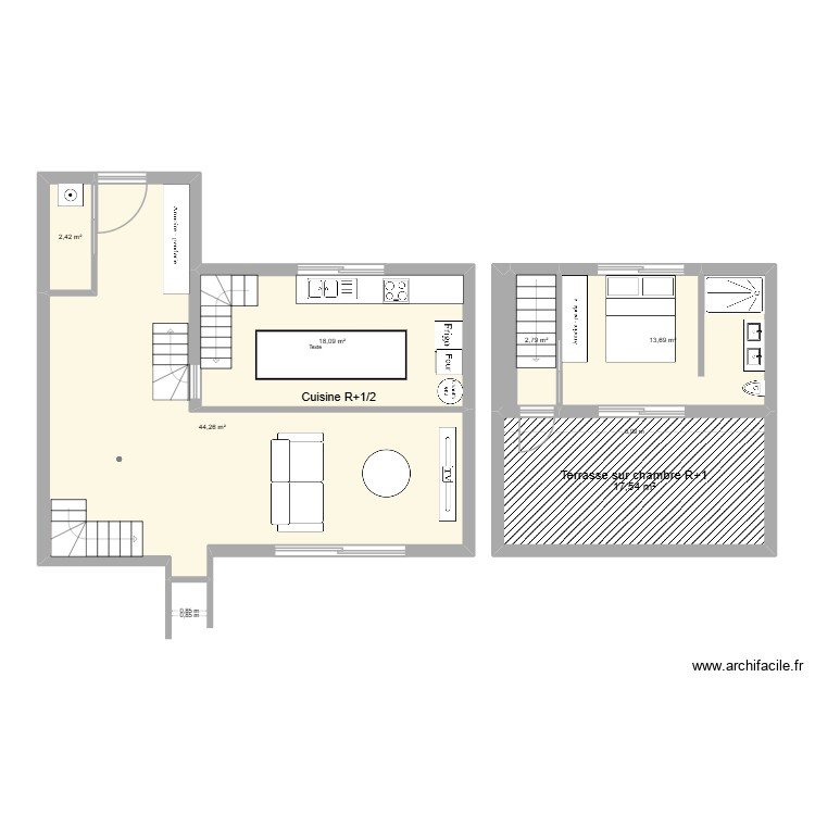 Entrée buanderie cuisine V2 bis. Plan de 0 pièce et 0 m2