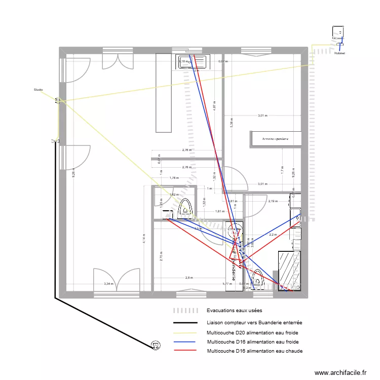Comp&egrave;re Guilleri 2026 02 22 01 Plomberie. Plan de 2  et 83 m²