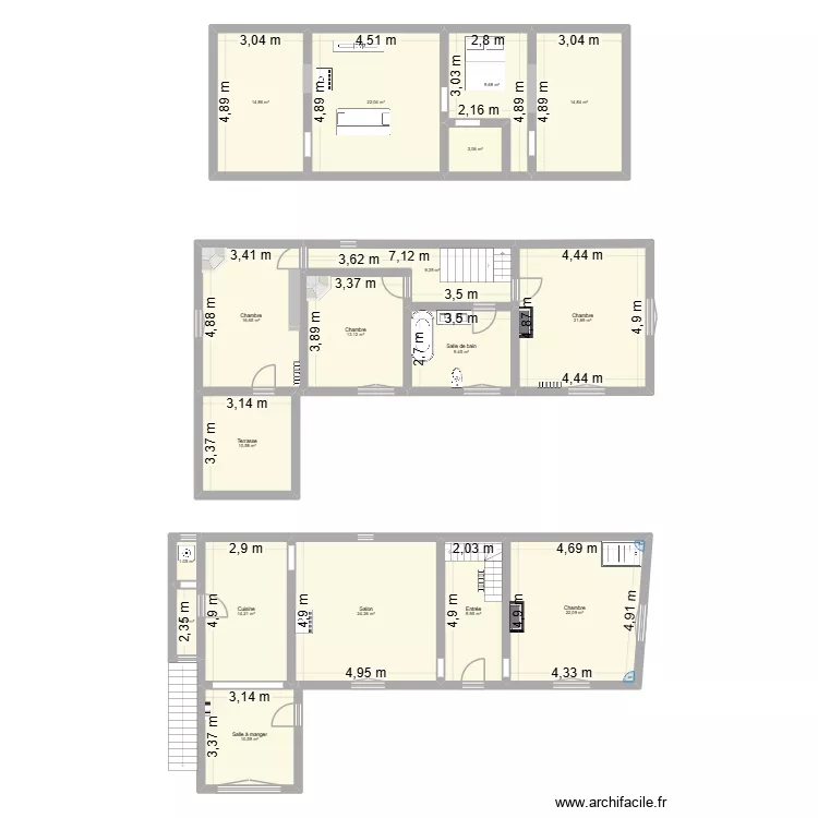 St Poix. Plan de 18  et 229 m²